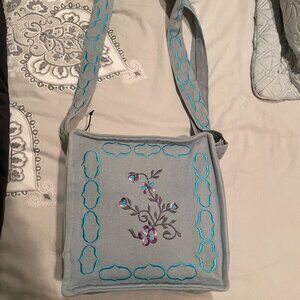 COPY - Light Denim Embroidered Shoulder/ Cross Body bag